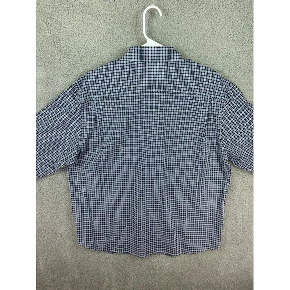 Michelsons of London Shirt Men's Regular Fit Blue Plaid Cuff Dress Shirt XXL New